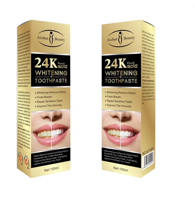 24K Gold Whitening Toothpaste Rich Foam Oral Anti-cavity Day and Night Teeth Cleaning Toothpaste for Home and Hotel