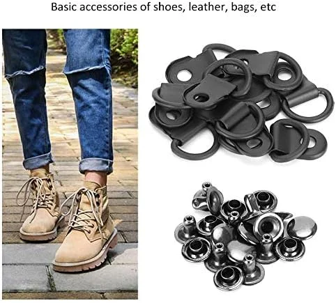 Shoe Lace Hooks Silver Alloy Shoelace Buckles Boot Hooks with Rivets for Repair/Camp/Hike/Climb Accessories