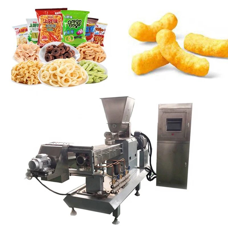 corn snack extrude cereal puffed rice cake machine crisps production line puff snack machines automatic