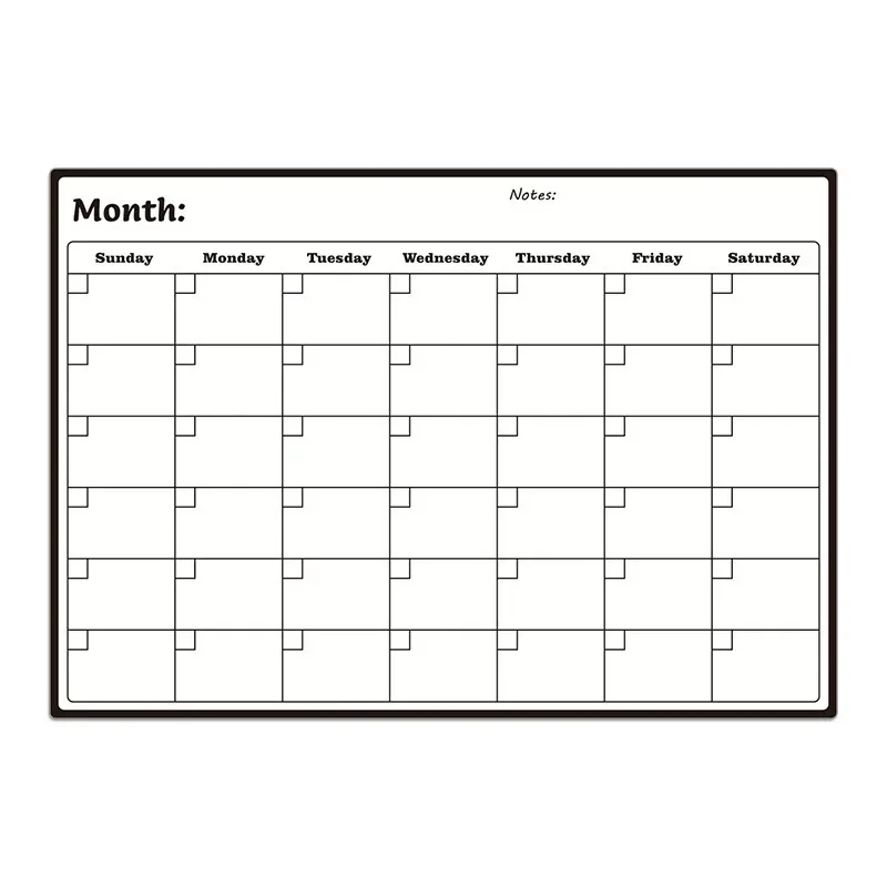 Customized A3 Weekly Monthly Planner Erasable Memo Dry Erase Whiteboard Message Sheet Magnetic Board