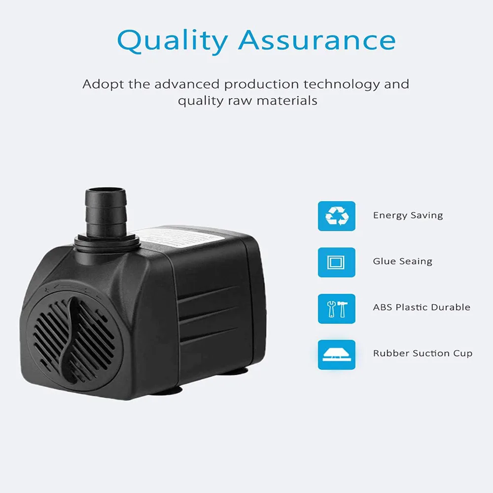 400GPH Submersible Water Pump 25W durable fountain water pump for Pond Fountain, Aquariums Fish Tank, Statuary, Hydroponics