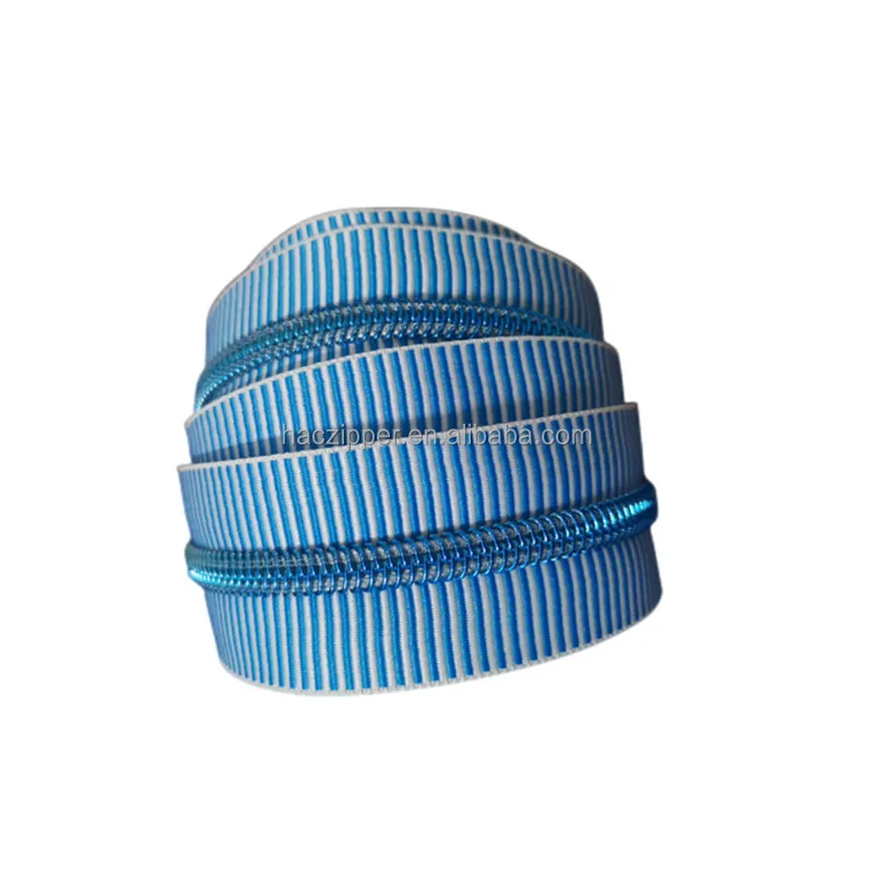 #5  blue stripe tape nylon zipper