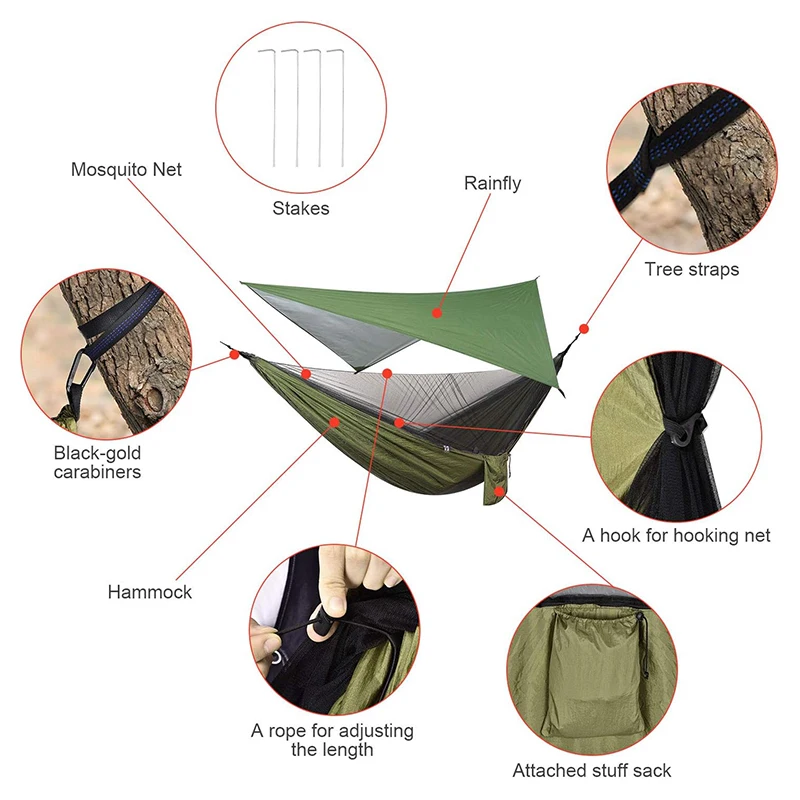KingGear Travel Lightweight Camping Hammock Portable Backpacking Hammock Tent Hammock with Net