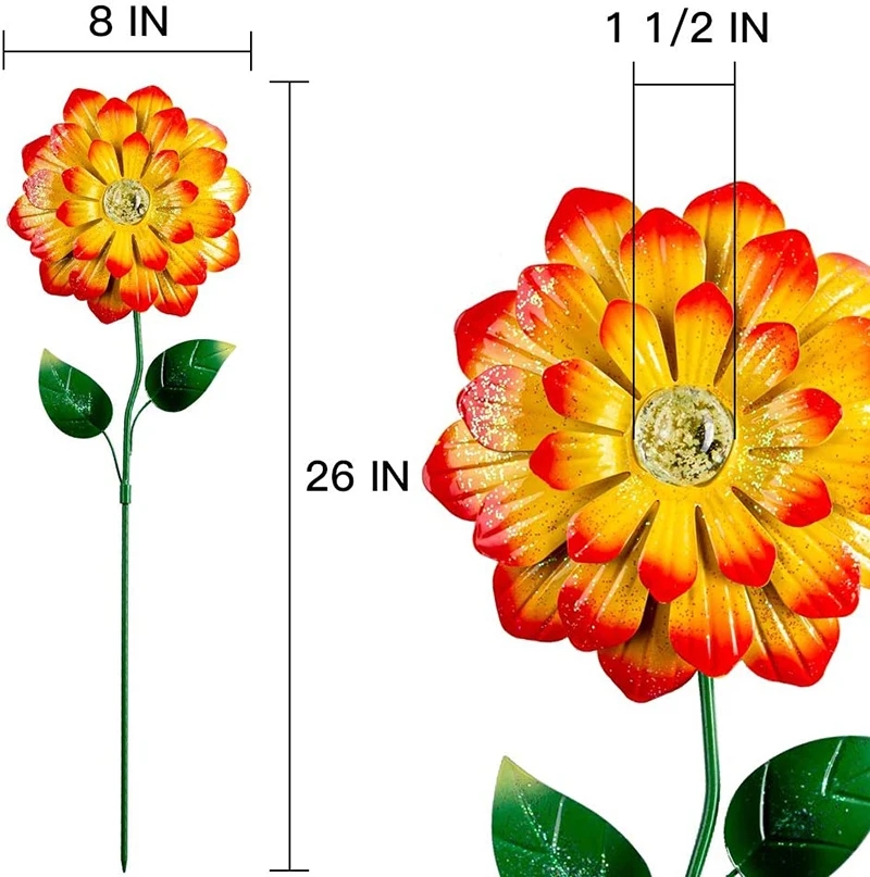 Garden Decoration Outdoor Ladybug Dragonfly Half Round Hummingbird Windmill Sublimation Fiberglass Garden Stake for Climbing