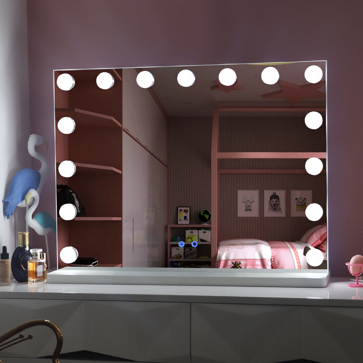 Beauty Custom Logo Shape Illuminated Led Bulb Cosmetic Hollywood Vanity Makeup Mirror With Light