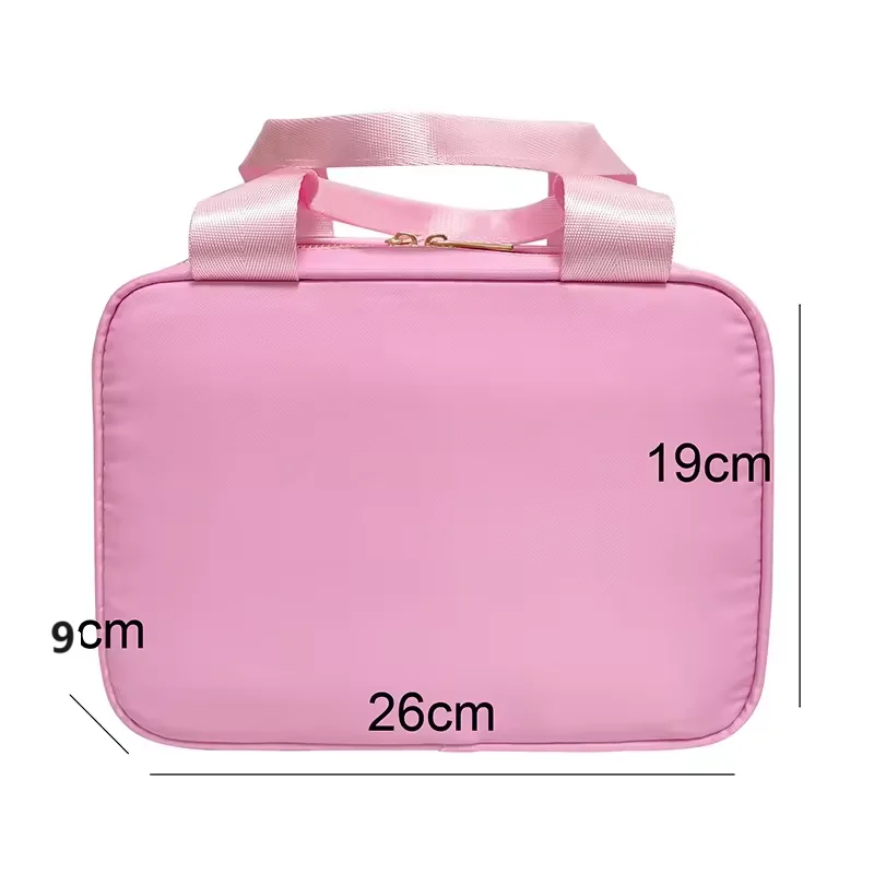 Neon Pink Nylon Insulated Thermal Lunch Tote Bag Lightweight Portable Zipper Cooler for Beach Use RTS In-Stock