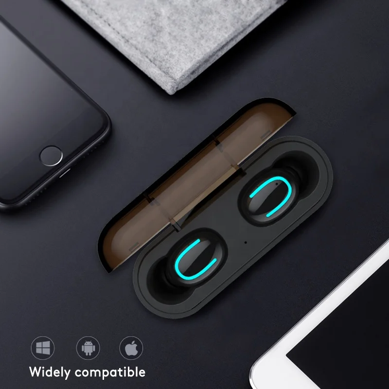 Q32 V5.0 беспроводной гарнитура двойной СПЦ Bluetooth наушники с 1500 мАч запасные аккумуляторы для телефонов