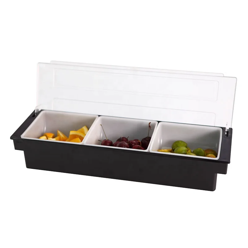 Plastic Garnish Tray Condiment Holder Condiment Tray with 3/4/5/6 Compartment