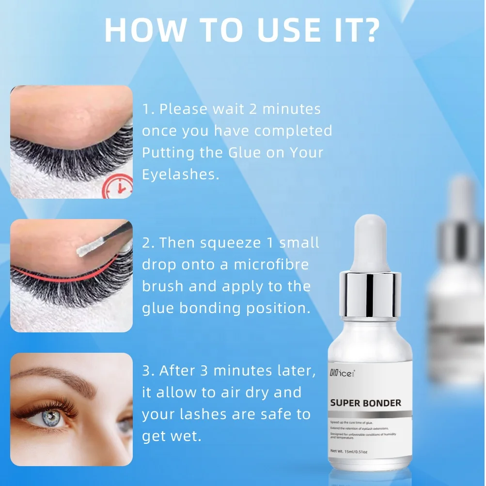 custom logo 15ml Eyelash Extension Adhesive Curing Liquid Longer Retention accelerator Low Irritation lash super bonder