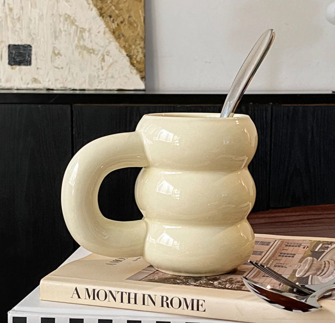 ceramic coffee milk cup High temperature resistant large handle milk coffee color water cup microwavable tire ceramic mug