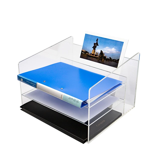 Custom size 3 tier clear acrylic display stand menu book magazine display holder