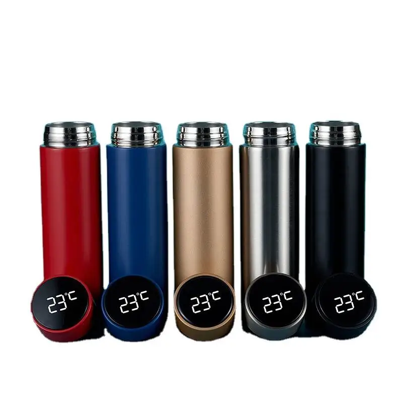 Double Wall Thermo Designer Time Marker Reminder With Led Temperature Display Vaccum Flask Stainless Steel Smart Water Bottle