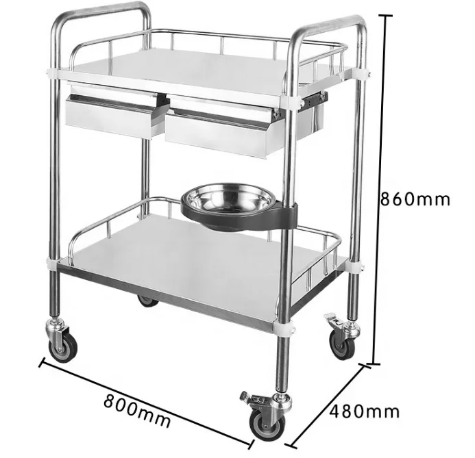Stainless Steel Dressing Trolley Patient Medical Device Trolley