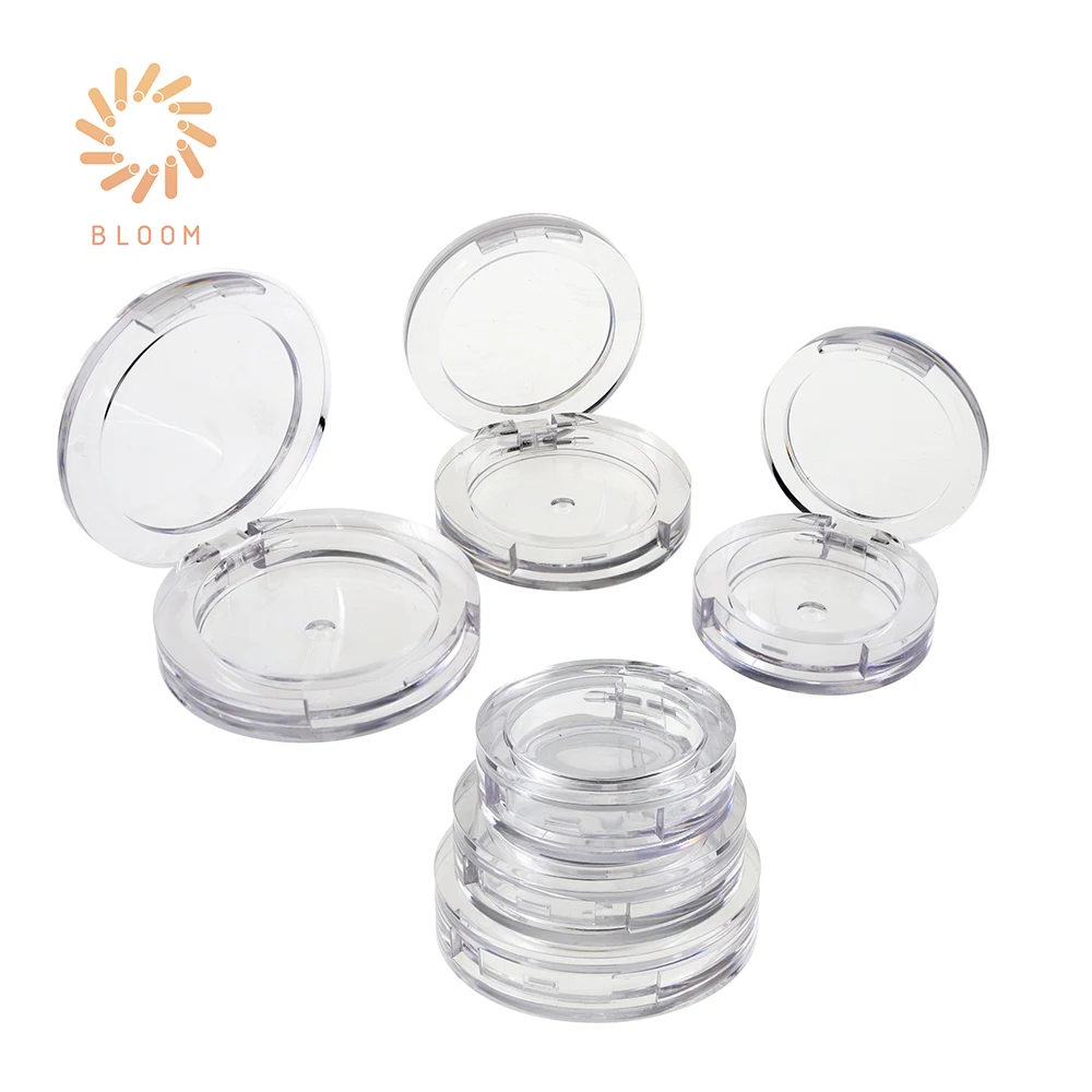 Bloompack Round Custom Fashion Blusher Highlight Powder Package Clear Transparent Single Eyeshadow Case