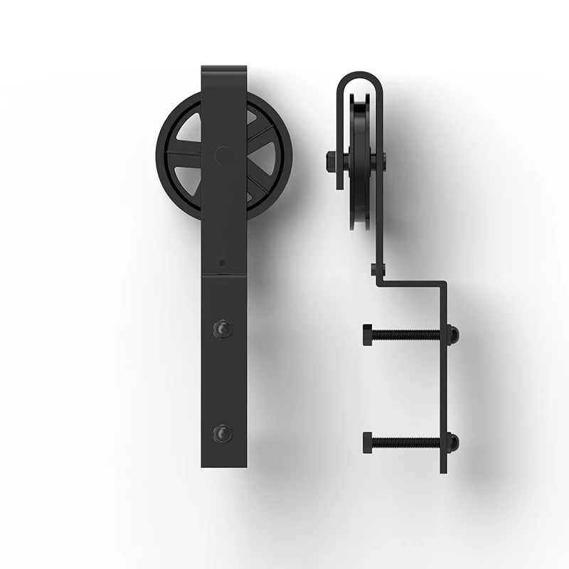 SJ2109 Fast Supplier 6.6 FT Single Sliding Barn Door Hardware Kit with Soft Close Interior Spoke Wheel Door & Window Accessories