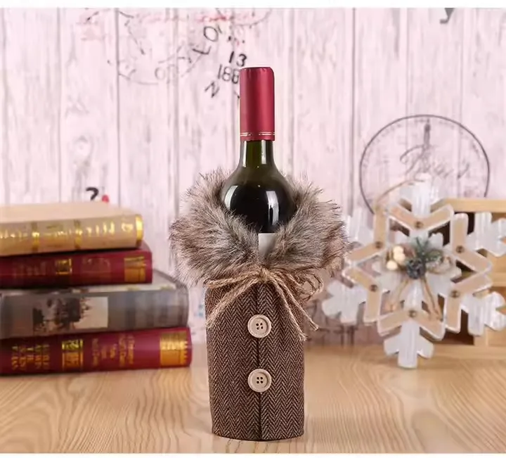 yuyang Merry Christmas Ornaments Christmas Gift Lattice Wine Bottle Cover Toy home Decorations christmas decoration supplies