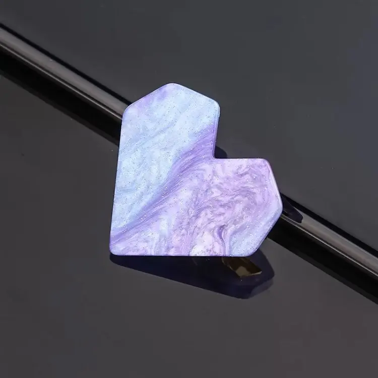 Fashion Heart Shape Acetic Acid Hairpin Side Clip  Big Acrylic Resin Hair Barrettes