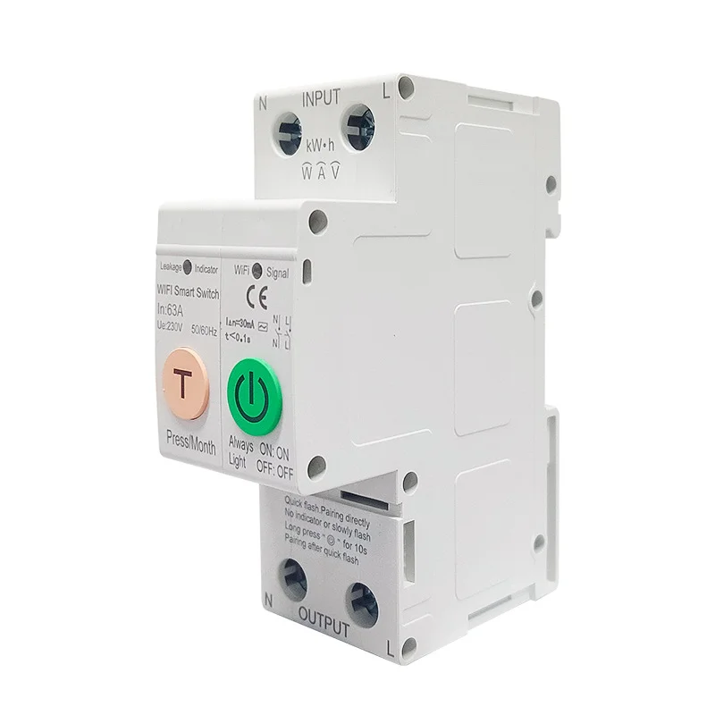 Leakage protection wifi circuit breaker smart timer switch relay remote control by tuya app with smart home alexa google home