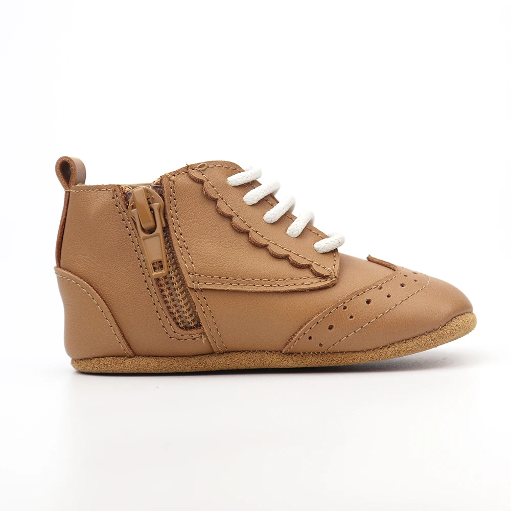 Smile Baby Ready To Ship Flat Indoor Scalloped Details Ankle Lace-Up New Style Cheap Boy Boots For Winter