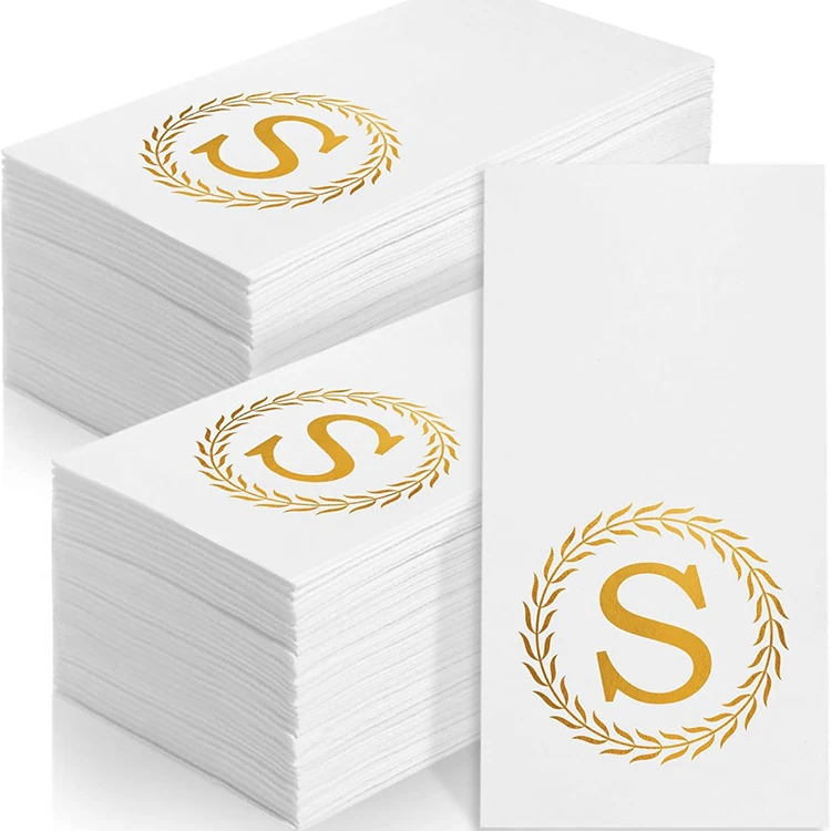 Customized Party Paper Foil Stamping Printed Design Pink Wedding Cocktail Paper Napkin