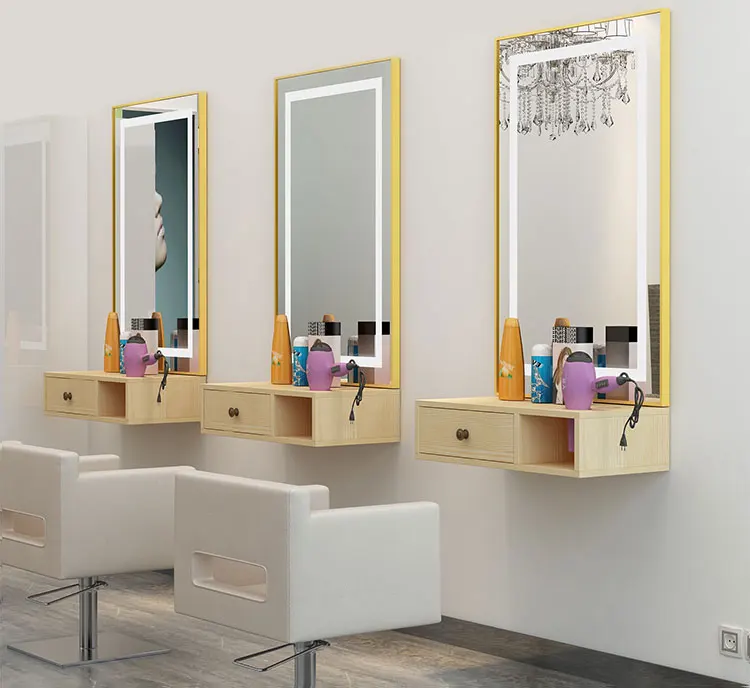 Single Side Hairdressing Product Dedicated LED Salon Wall Mirror Mounted Practical Smart Mirror Morden Style Salon Mirror