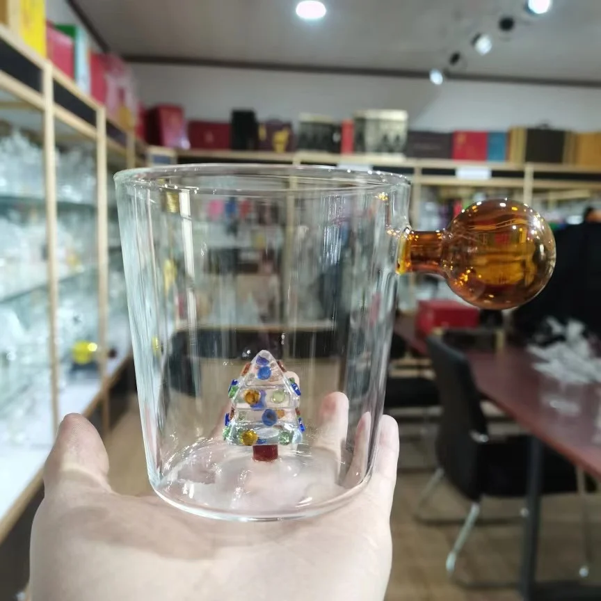 2022 New Arrive 3D Flamingo White Bear Deer Duck Animal Figure Inside Glass Cup Mug With Ball Handle