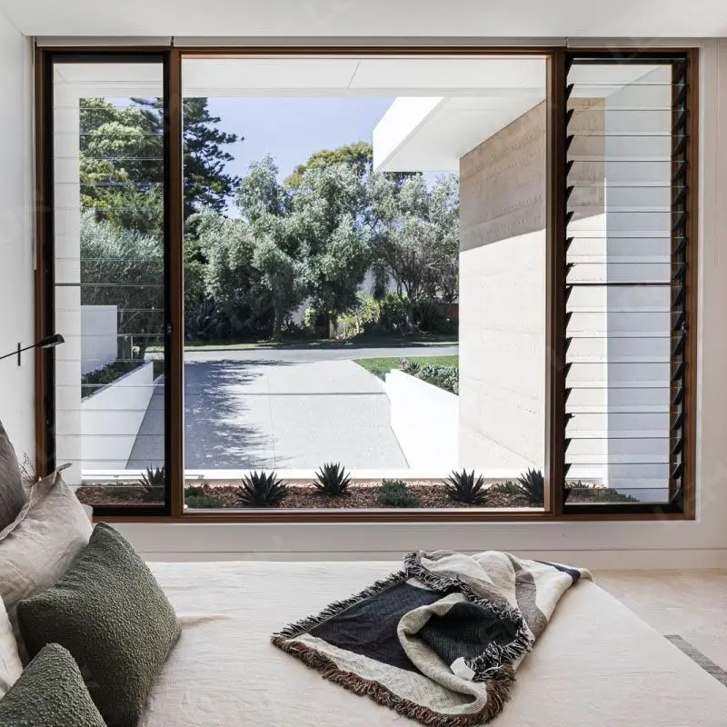 Seaside Villa Modern Design Water Proof  Glass Blades Louver Window Aluminum Louvre Windows With Screen