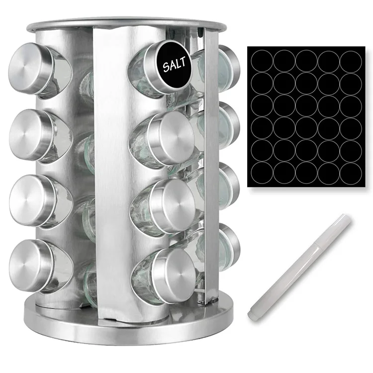 Organizer Rotating Spice Rack Jars Round Seasoning Cabinet Kitchen Spice Racks Countertop Revolving Farmhouse Spice Organizer