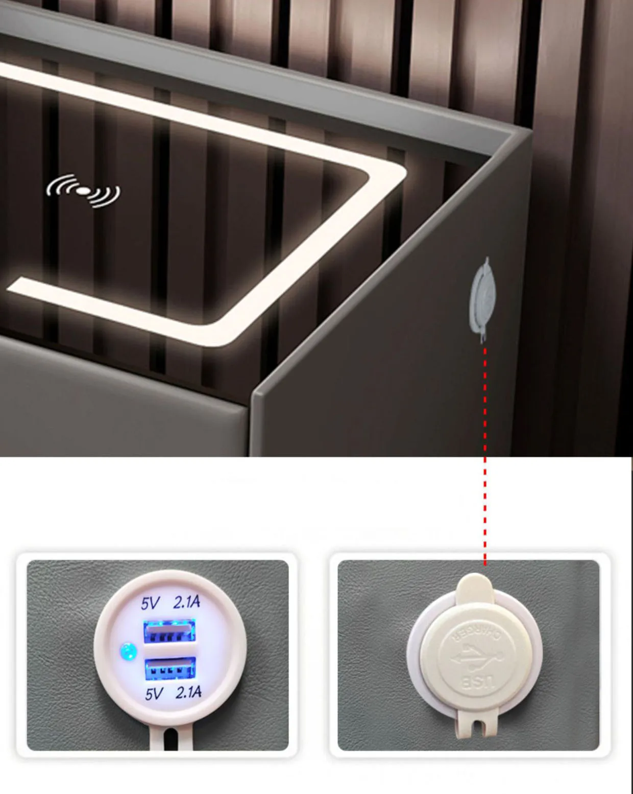 Modern light luxury smart bedside table solid wood three drawer bedside cabinet multifunctional bedroom locker
