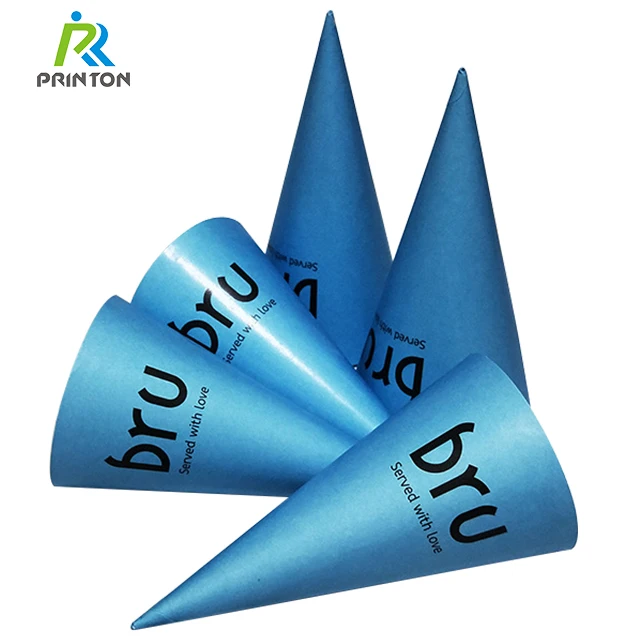 Custom logo food grade disposable snow cone cups ice cream sleeve packaging paper cone