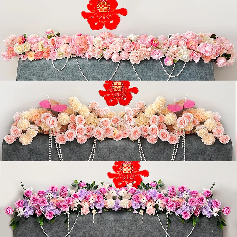 Customized 1M 2M Wedding Flower Bedside Sofa Decorative Flower Salon Events Decoration