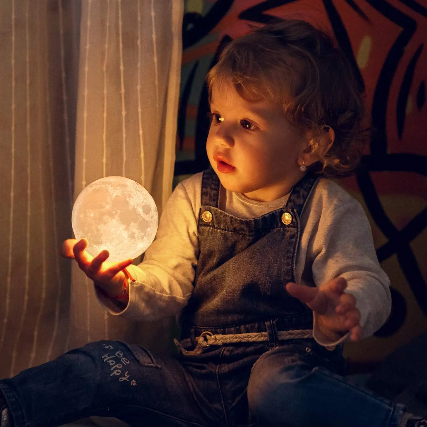 Moon Lamp Moon Night Light Touch Contral Brightness 3D Printed 4.7IN Lunar Lamp for Kids Gift