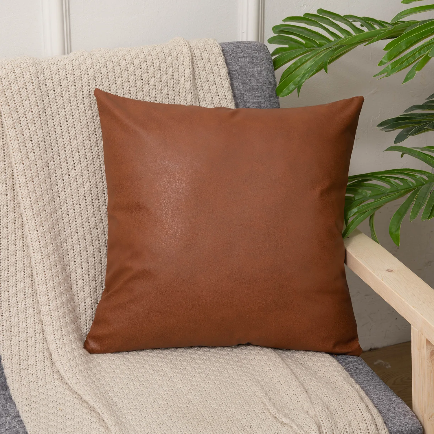 30*50cm Modern Solid Decorative Square Faux Leather  Thick Throw Pillow Covers Cushion Cases for Couch Bed Sofa