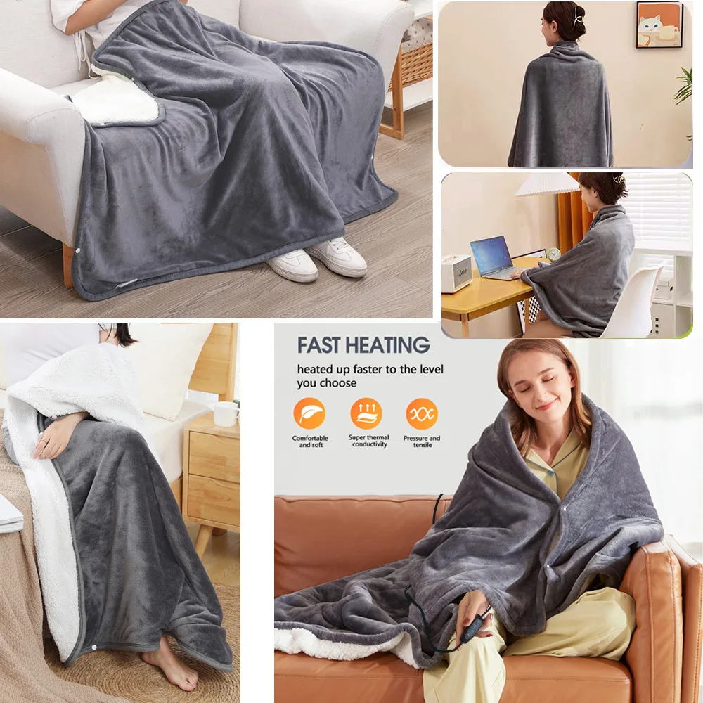 Electric Heating Blanket Thermal Shawl Blanket Wraps For Women Winter Warming Supplies With USB Charging And Smart Controlling