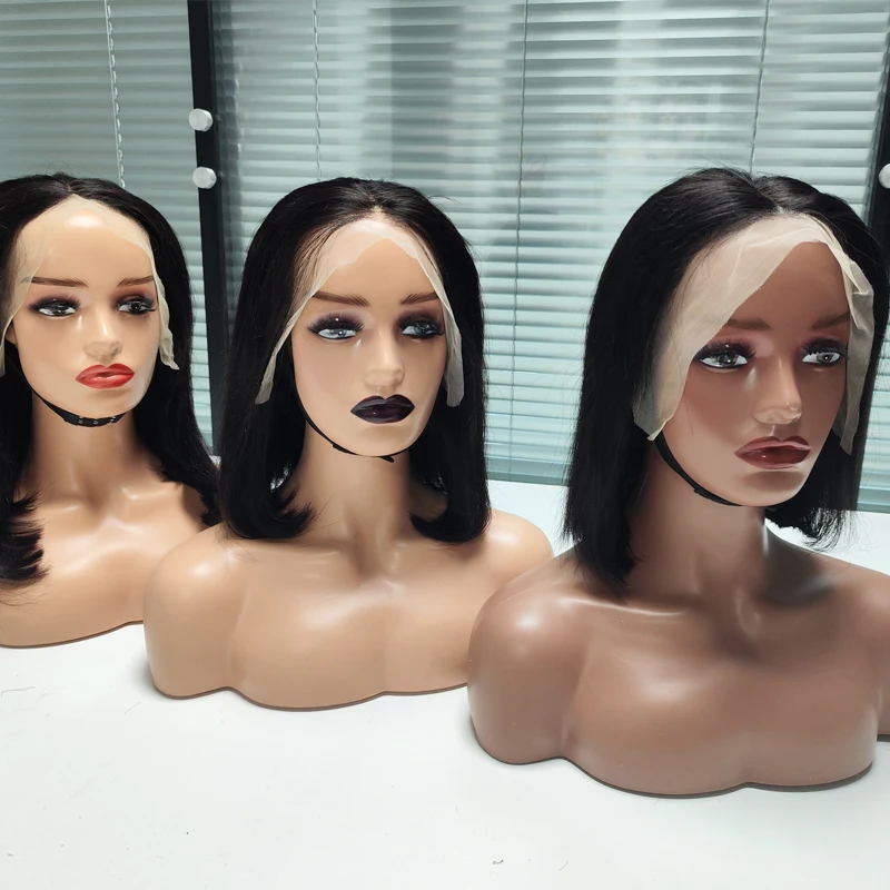 Cheap Price Colored Brazilian Hair Lace Front Short Bob Wig Virgin Remy 100% Real Human Hair Wig Bob Wigs For Black Women