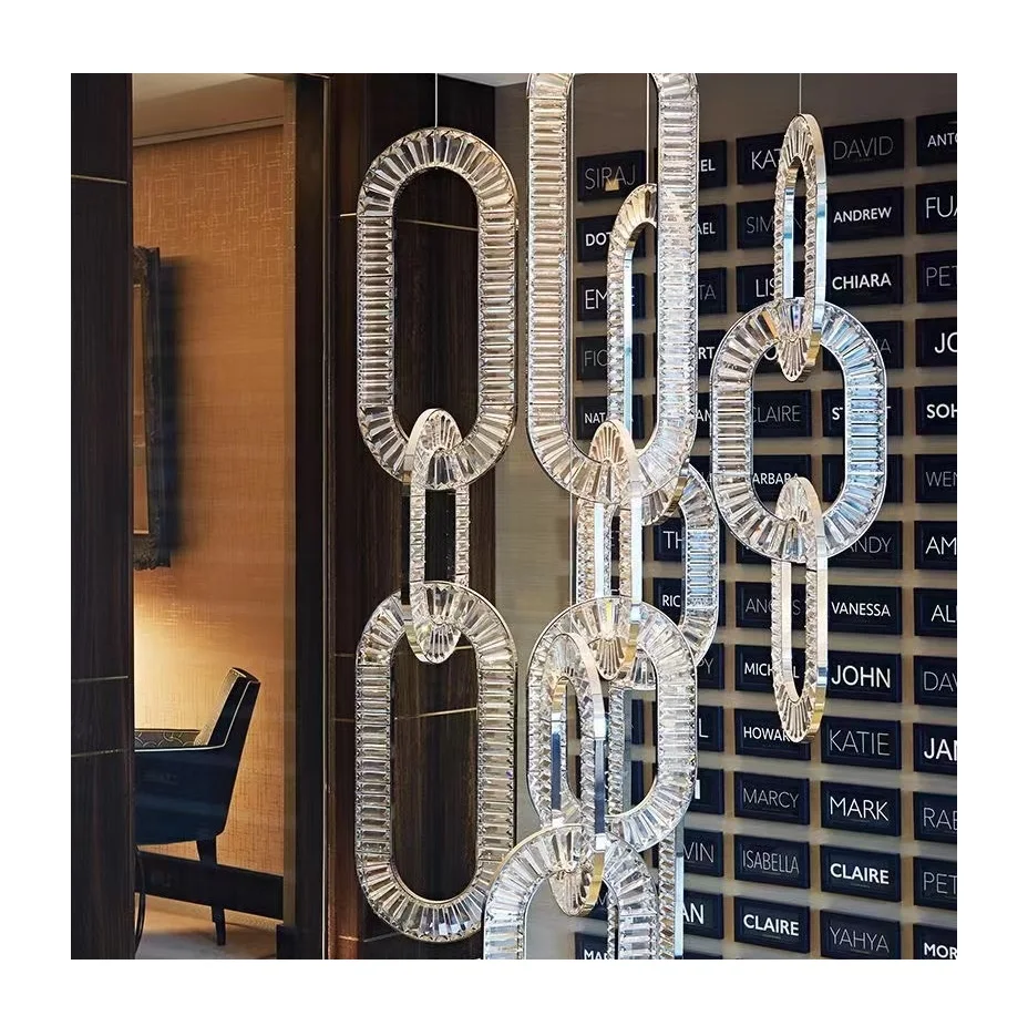 New iron electroplating LED crystal chandeliers lights for stairs stair living room hotel lobby
