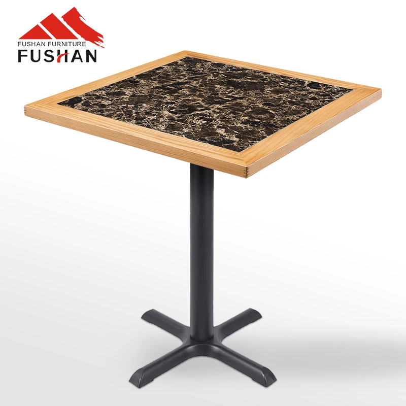Restaurant table ceramic tile table top with solid wood edge round square customize sizes