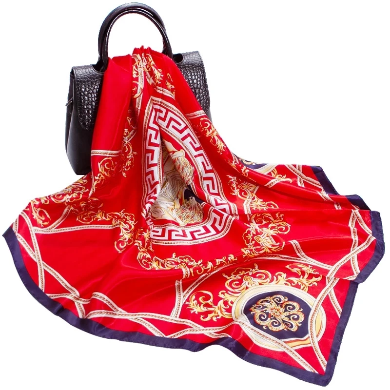 Custom Hair Silk Scarves for Women 90*90cm Digital Printed 2022 Luxury Silk Scarf