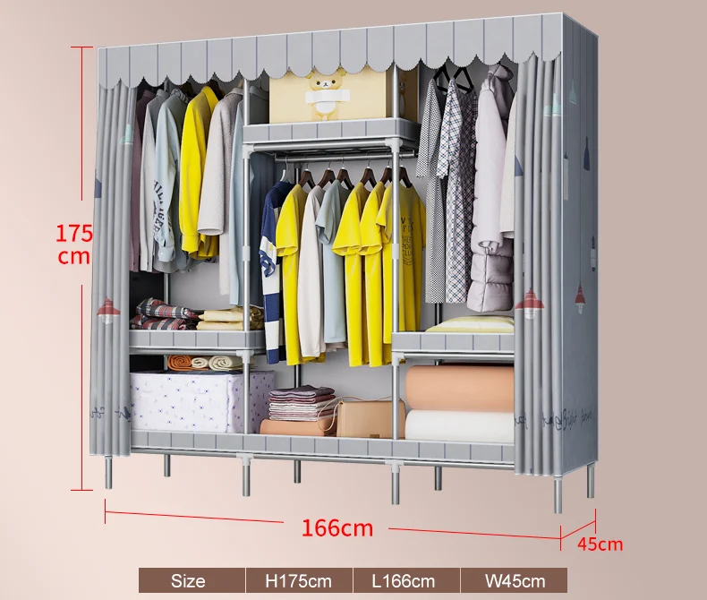
Can Be Customized Easy To Disassemble Metal Frame Luxury Wardrobe Specifications 
