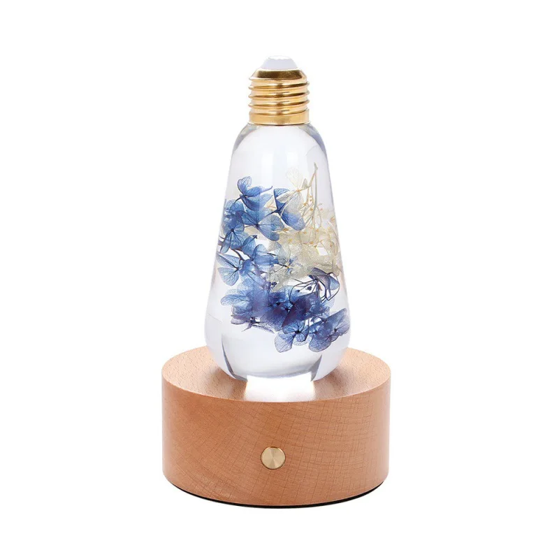 New Resin Art LED Night Light Diy Dried Flowers Epoxy Resin Light Bulb Home Decoration Table Lamp Special Holidays Gift ideas