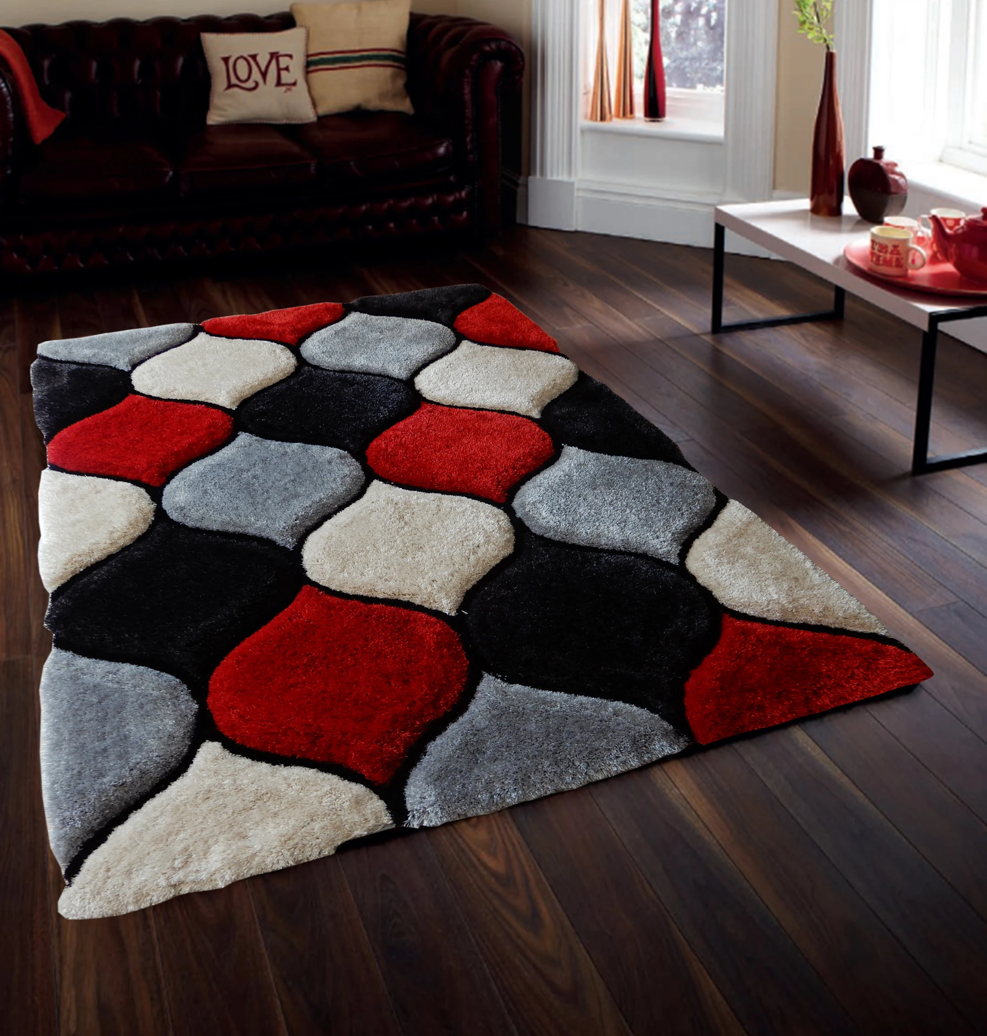 Standard size Popular 3D fluffy shaggy rug modern living room carpet