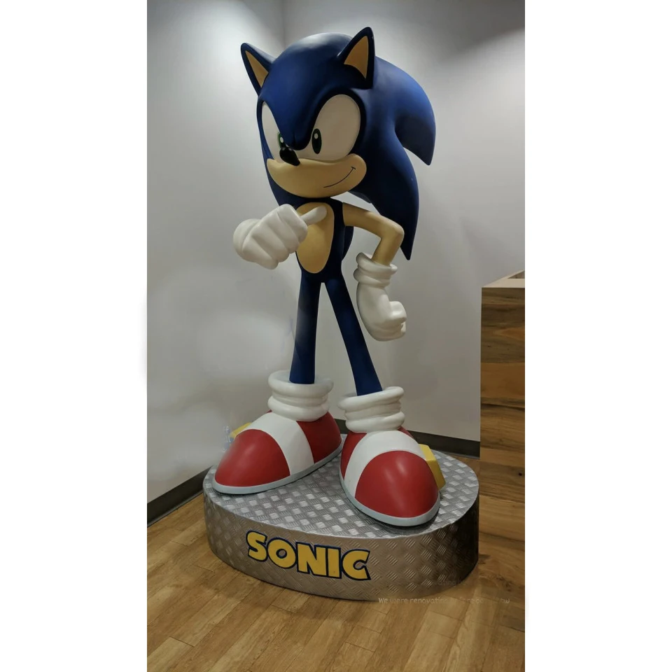 Custom Cartoon Sculpture 5FT Movie Action Figure Resin Sonic Statue Blue Hedgehog Statue For Sale