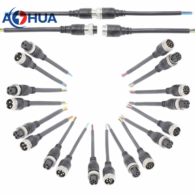 Custom Molded M12 Cable Male Female Plug Connector 3 4 5 Pin Sensor Outdoor Light Led Waterproof Aviation Wire