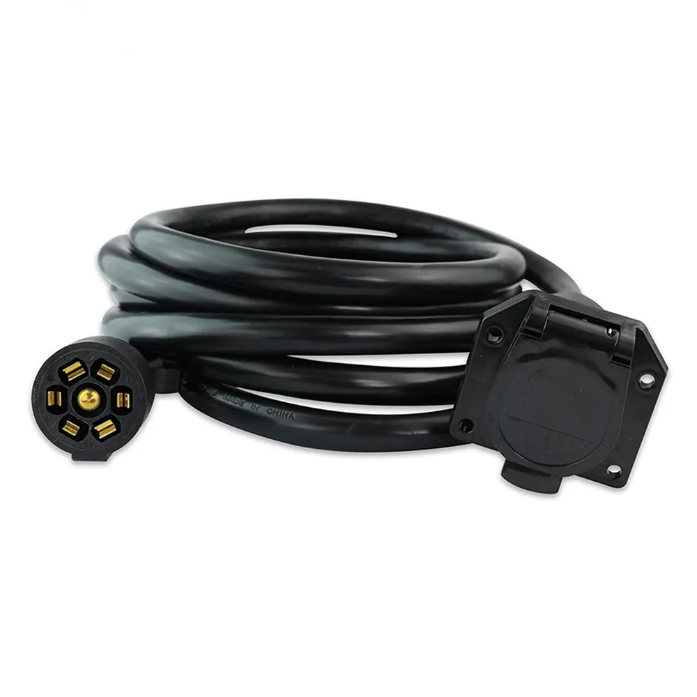 Weatherproof 7 Way Trailer Extension Cord Wire with 7 Pin Connector Plug for RV Trailer Caravan, 5th Wheel to Truck or Van