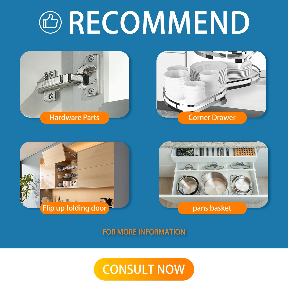 Hyxion Stainless steel corner basket unit set modern whole set kitchen cabinets