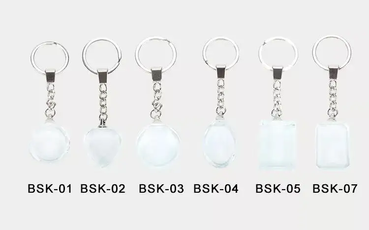Shapes Different Crystal Keychain Sublimation Keychains Custom Printing Logo BSK-01-07
