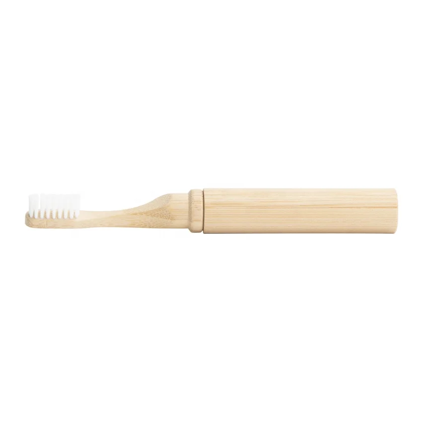 Replaceable Bamboo Toothbrush Personalised Premium Travel Hotel Wooden Charcoal Round Bamboo Toothbrush with Natural Bristles