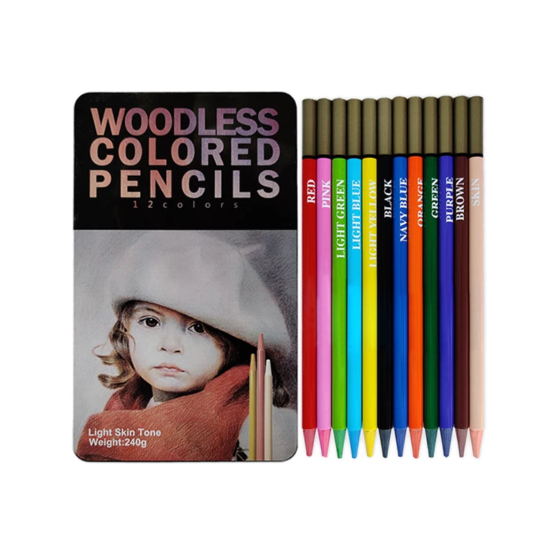 Art supplies woodless colored pencil 12 color pencils for kids