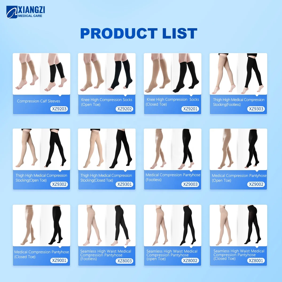 Stylish Sheer Compression Sock Black Beige  For  Varicose Veins 20-30mmHg Xiangzi Medical