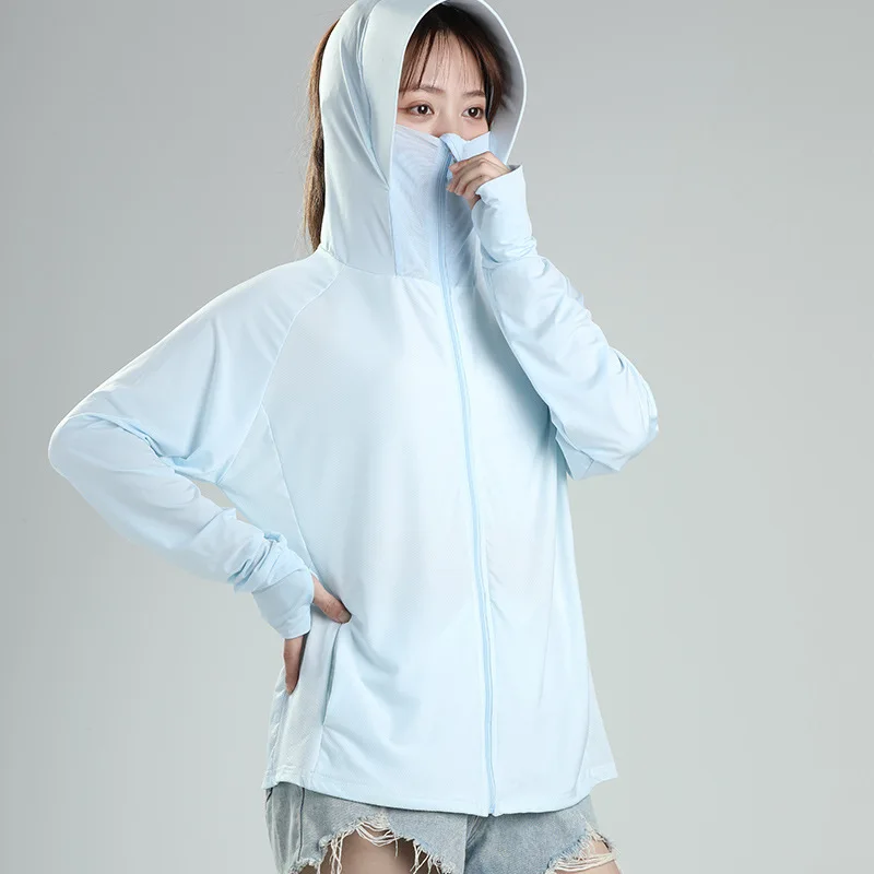 CSP02 Summer Sunshade Hooded sun protection casual outdoor long sleeve custom logo sublimated women rash guard uv clothing